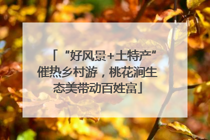 “好风景+土特产”催热乡村游，桃花涧生态美带动百姓富