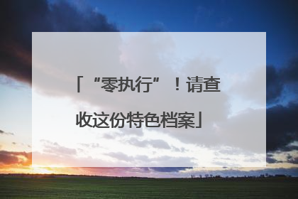 “零执行”！请查收这份特色档案