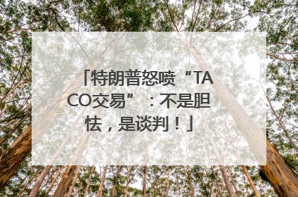 特朗普怒喷“TACO交易”：不是胆怯，是谈判！