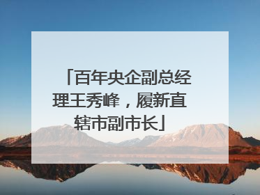 百年央企副总经理王秀峰，履新直辖市副市长