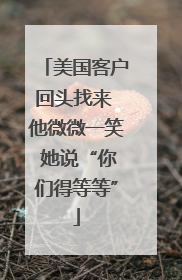 美国客户回头找来 他微微一笑 她说“你们得等等”