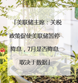 美联储主席：关税政策促使美联储暂停降息，7月是否降息取决于数据