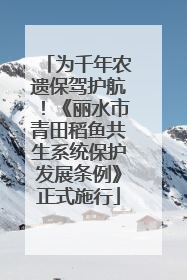 为千年农遗保驾护航！《丽水市青田稻鱼共生系统保护发展条例》正式施行
