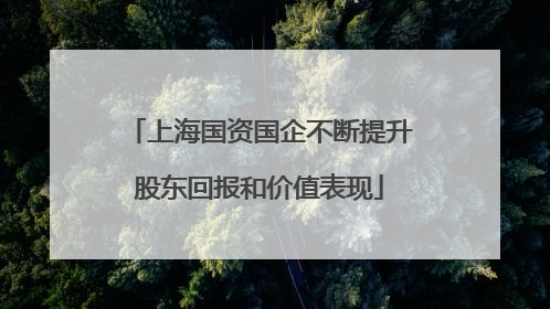 上海国资国企不断提升股东回报和价值表现