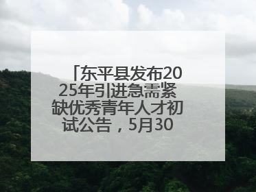 东平县发布2025年引进急需紧缺优秀青年人才初试公告，5月30日开展面谈