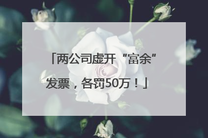两公司虚开“富余”发票，各罚50万！