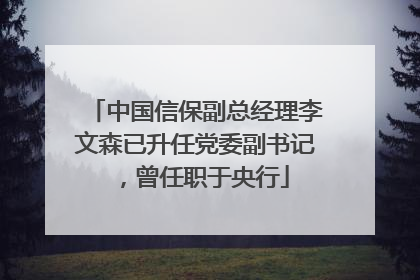 中国信保副总经理李文森已升任党委副书记，曾任职于央行