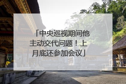 中央巡视期间他主动交代问题！上月底还参加会议
