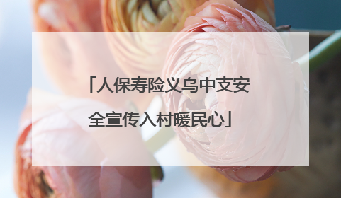人保寿险义乌中支安全宣传入村暖民心