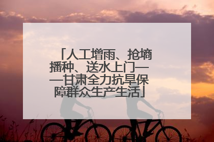 人工增雨、抢墒播种、送水上门——甘肃全力抗旱保障群众生产生活