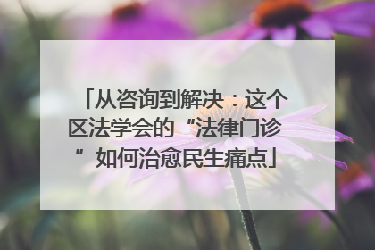 从咨询到解决：这个区法学会的“法律门诊”如何治愈民生痛点