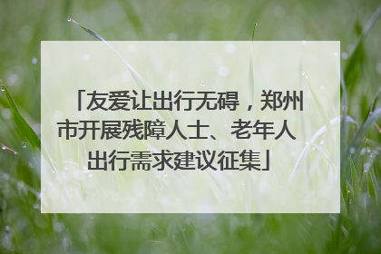 友爱让出行无碍，郑州市开展残障人士、老年人出行需求建议征集