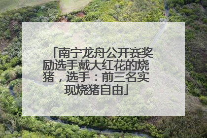 南宁龙舟公开赛奖励选手戴大红花的烧猪，选手：前三名实现烧猪自由