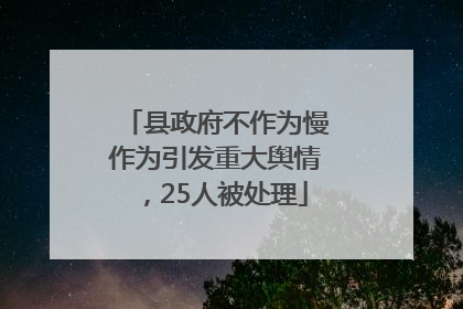 县政府不作为慢作为引发重大舆情，25人被处理