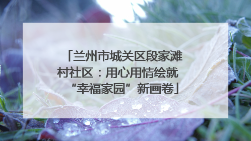 兰州市城关区段家滩村社区：用心用情绘就“幸福家园”新画卷