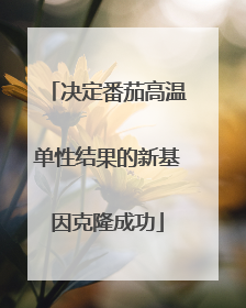 决定番茄高温单性结果的新基因克隆成功