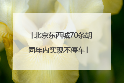 北京东西城70条胡同年内实现不停车