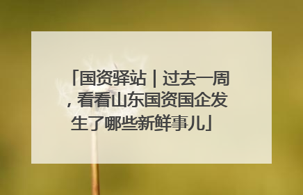 国资驿站｜过去一周，看看山东国资国企发生了哪些新鲜事儿