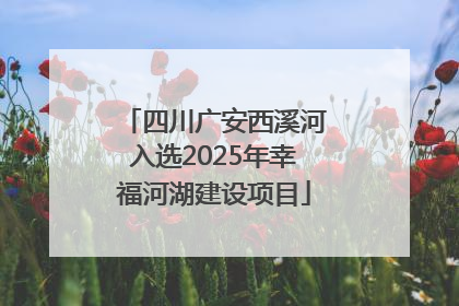 四川广安西溪河入选2025年幸福河湖建设项目