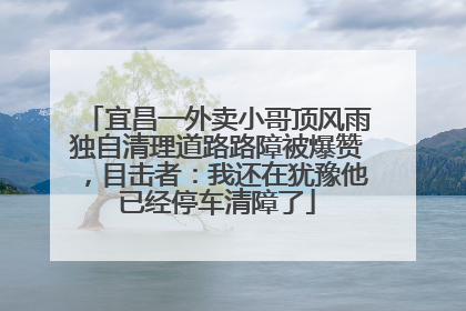 宜昌一外卖小哥顶风雨独自清理道路路障被爆赞，目击者：我还在犹豫他已经停车清障了
