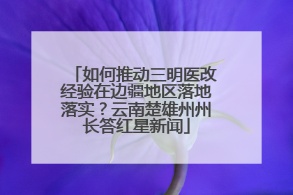 如何推动三明医改经验在边疆地区落地落实？云南楚雄州州长答红星新闻