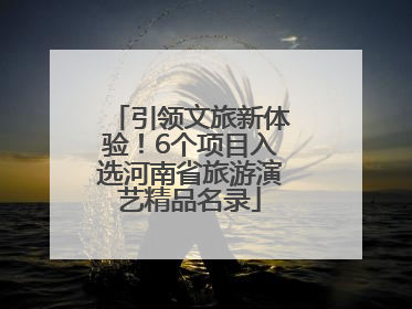 引领文旅新体验！6个项目入选河南省旅游演艺精品名录