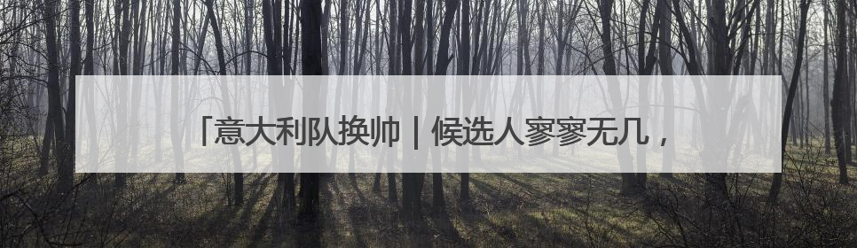 意大利队换帅｜候选人寥寥无几，为何名帅不再垂青“蓝衣军团”？