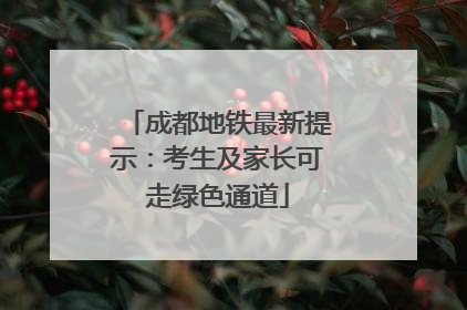 成都地铁最新提示：考生及家长可走绿色通道
