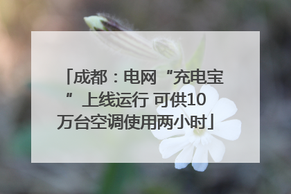 成都：电网“充电宝”上线运行 可供10万台空调使用两小时
