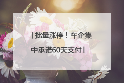 批量涨停！车企集中承诺60天支付