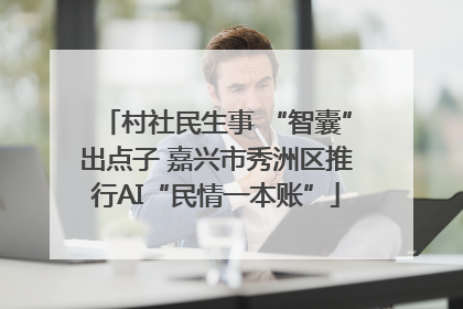 村社民生事 “智囊”出点子 嘉兴市秀洲区推行AI“民情一本账”