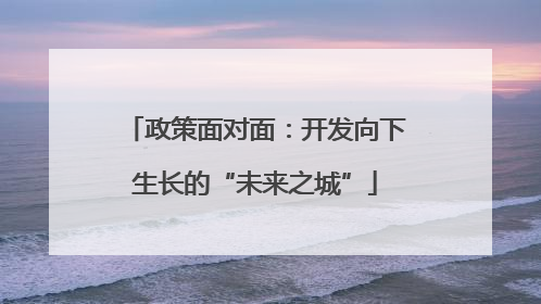 政策面对面：开发向下生长的“未来之城”