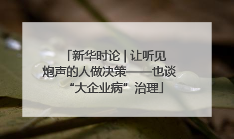 新华时论 | 让听见炮声的人做决策——也谈“大企业病”治理