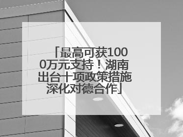 最高可获1000万元支持！湖南出台十项政策措施深化对德合作