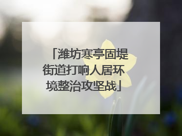 潍坊寒亭固堤街道打响人居环境整治攻坚战