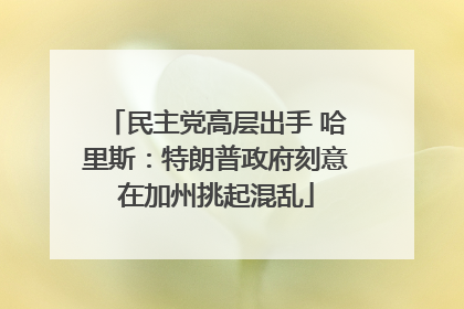 民主党高层出手 哈里斯：特朗普政府刻意在加州挑起混乱