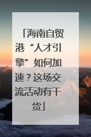 海南自贸港“人才引擎”如何加速？这场交流活动有干货