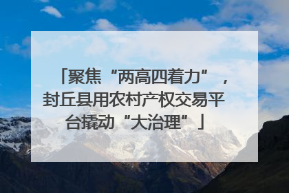 聚焦“两高四着力”，封丘县用农村产权交易平台撬动“大治理”