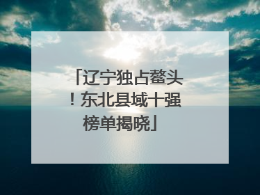 辽宁独占鳌头！东北县域十强榜单揭晓