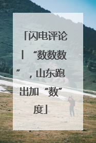 闪电评论丨“数数数”，山东跑出加“数”度