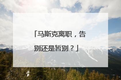 马斯克离职，告别还是暂别？