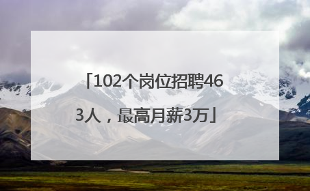 102个岗位招聘463人，最高月薪3万