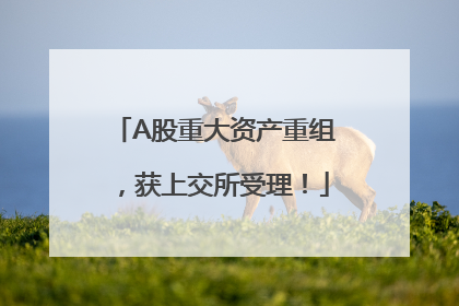 A股重大资产重组，获上交所受理！