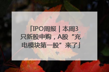 IPO周报｜本周3只新股申购，A股“充电模块第一股”来了